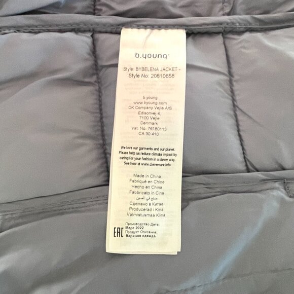 NWT B. Young Puffer/Quilted Jacket with Hood and Zip and Puffy - Picture 5 of 6